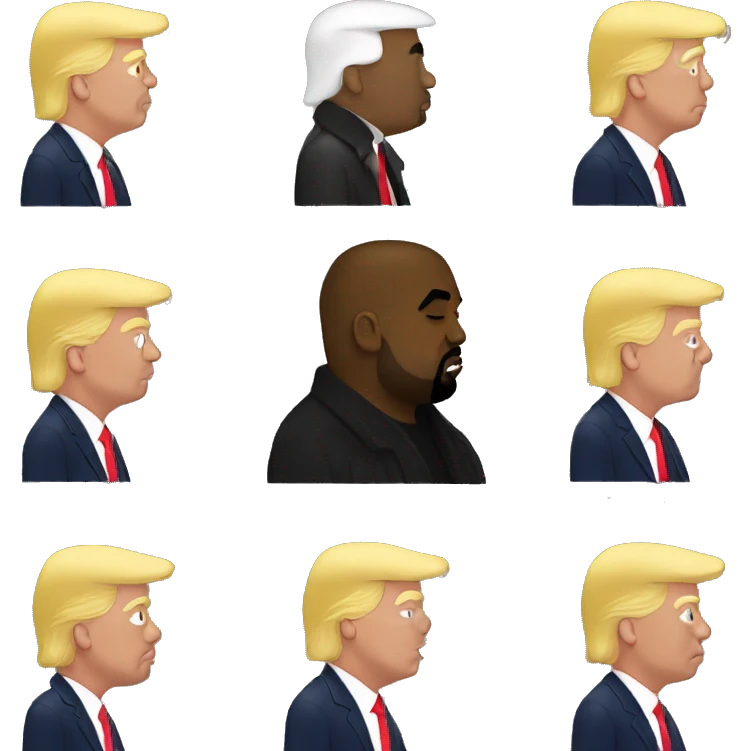 Kanye west kissing Donald Trump  emoji