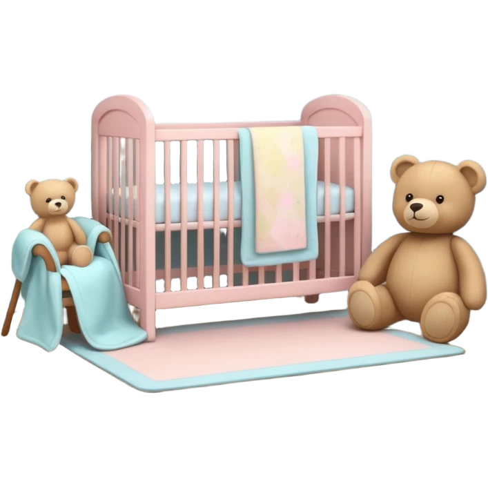 baby room, Cozy baby room with crib and teddy bear emoji