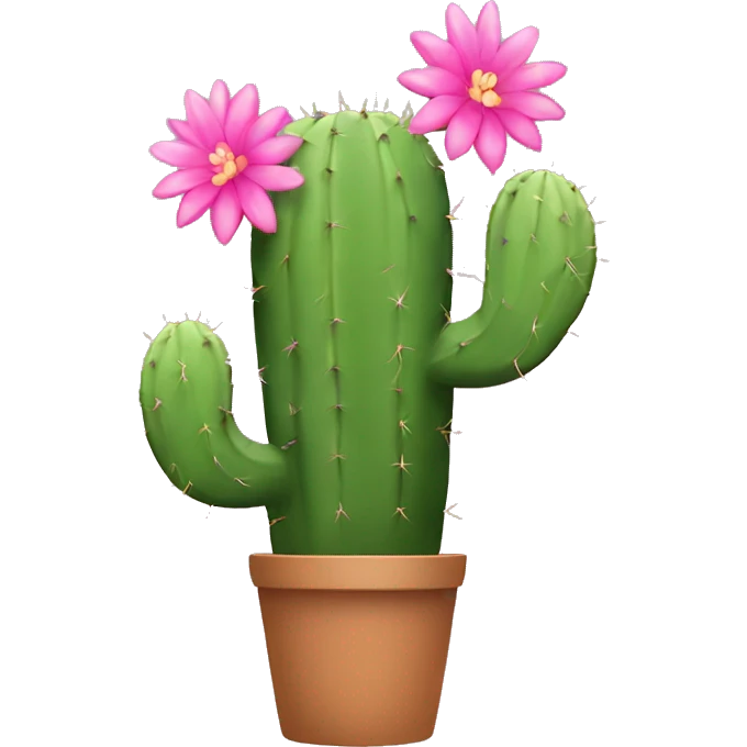 Cactus with pink flowers in a pot emoji