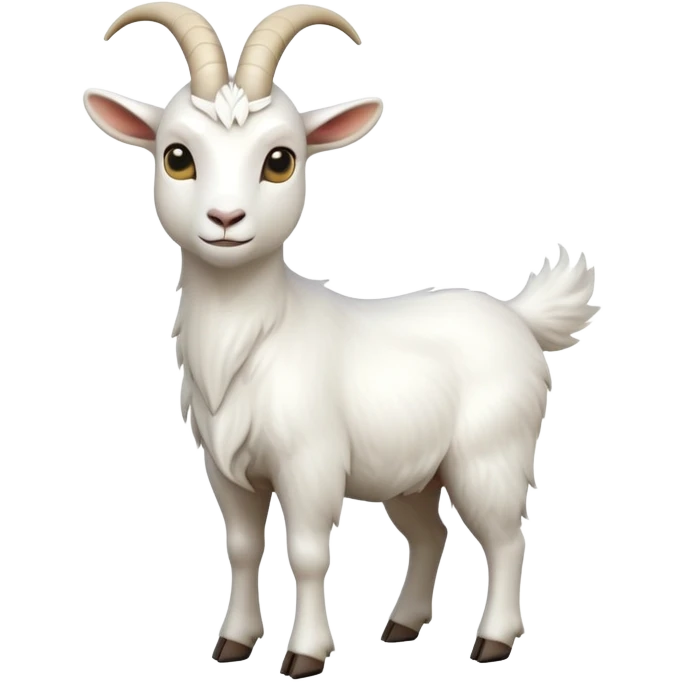 cinematic-[white goat]-realistic-full-body-standing-emoji,-tail-flicking-lazily,-head-tilted-dramatically,-sleek-[white]-fur,-simplified-yet-realistic-focused-features,-highly-detailed,-glowing-with-an-almost-sarcastic-glow emoji