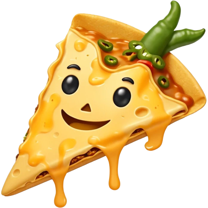 a nacho chip with cheese and jalapeño slice emoji