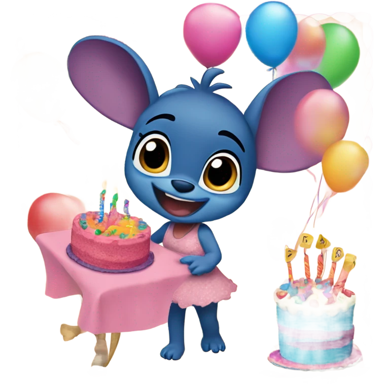 Create a birthday party invitation for Mia, turning 8 on Feb 3rd.  LILO & stitch themed  emoji