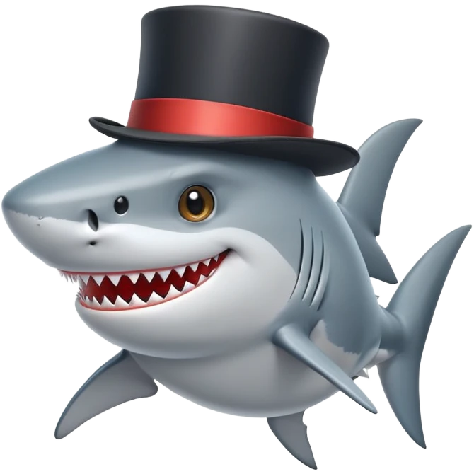 Shark with a top hat emoji