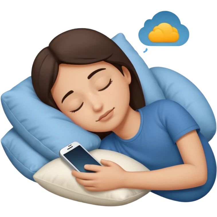 Sleep while the cellphone on a pillow emoji
