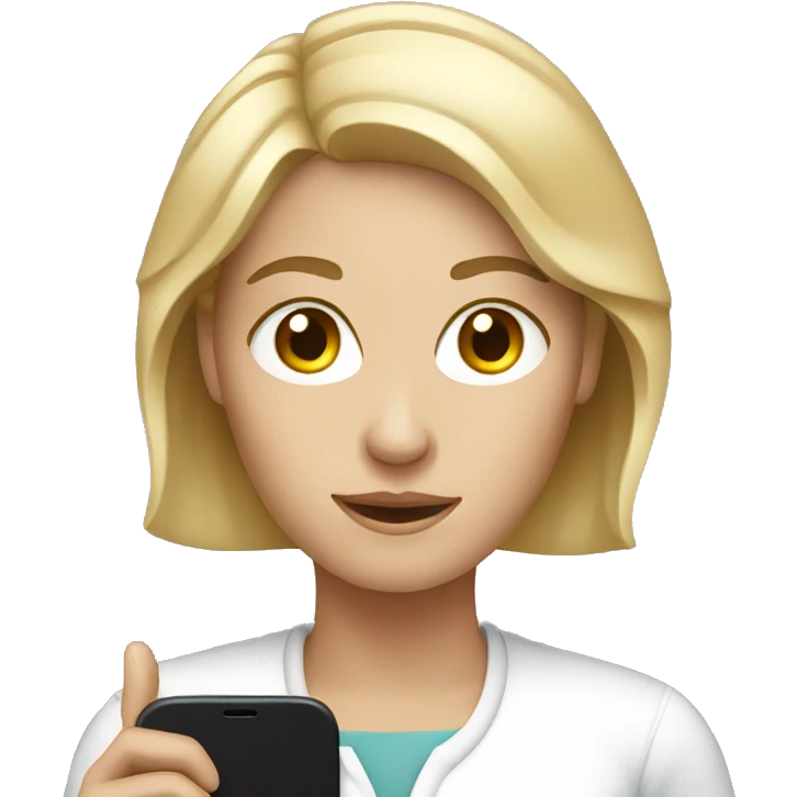 white woman showing phone emoji