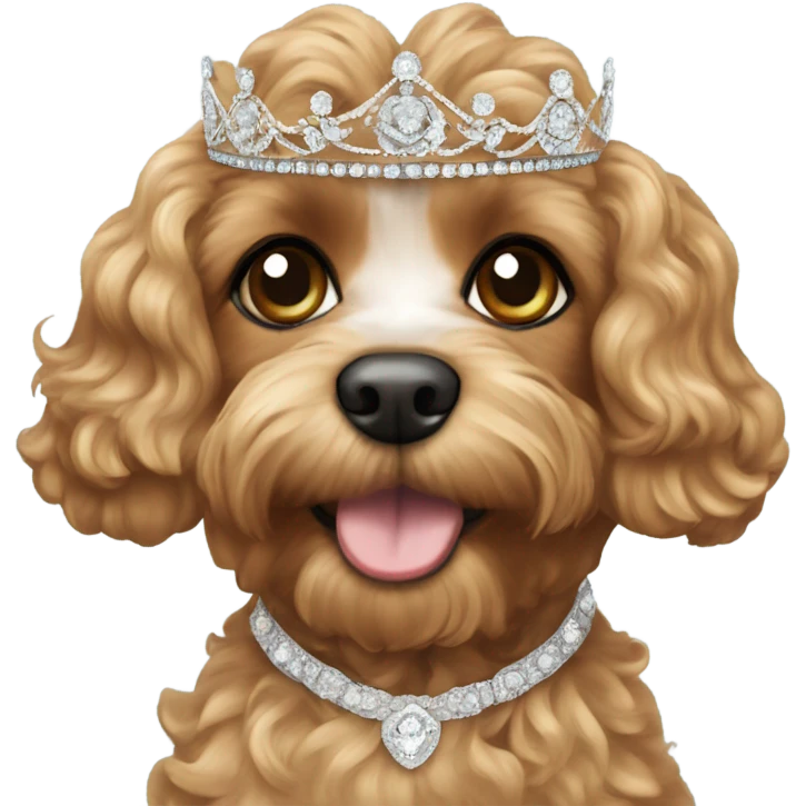 Cavapoo with wedding tiara emoji