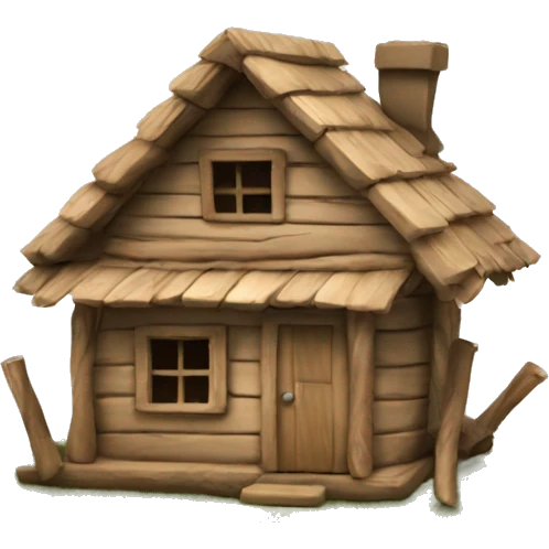 Cute house made of sticks emoji