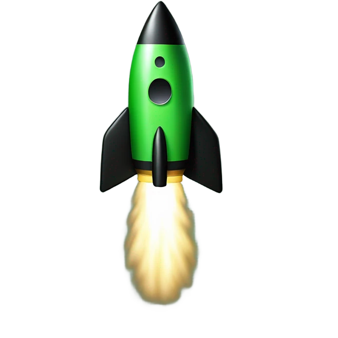 green and black rocket ship emoji