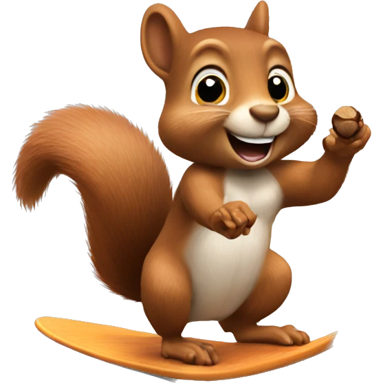 Squirrel surfing with 2 nuts emoji