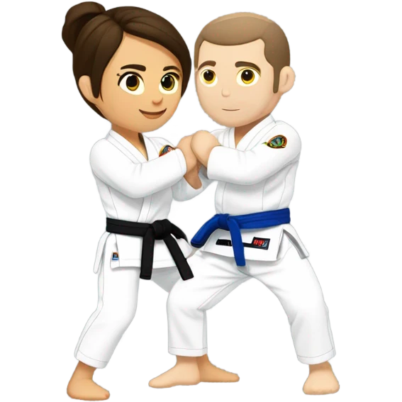 woman and brunette white man doing Jiu jitsu  emoji