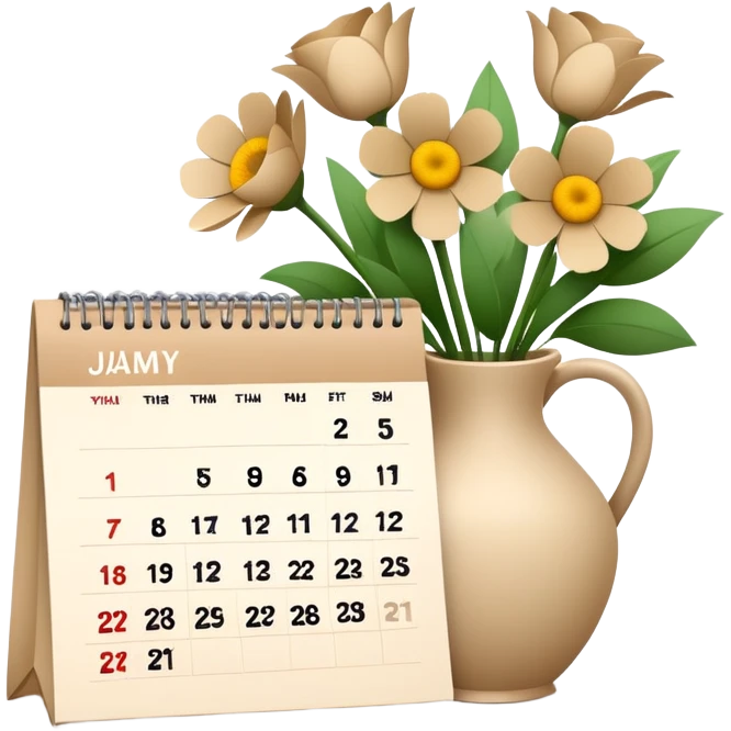 Calendar and flowers beige emoji