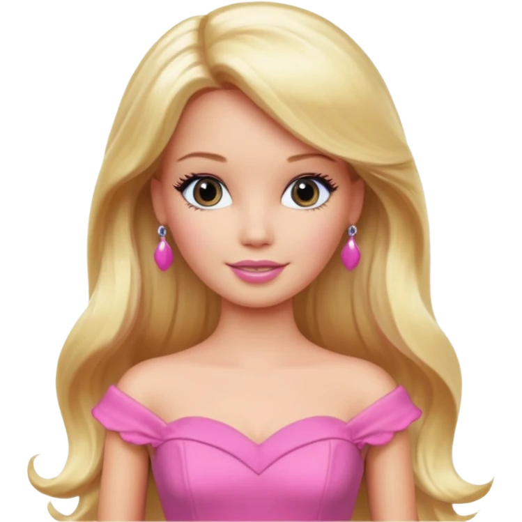 barbie, long blonde hair, pink dress emoji