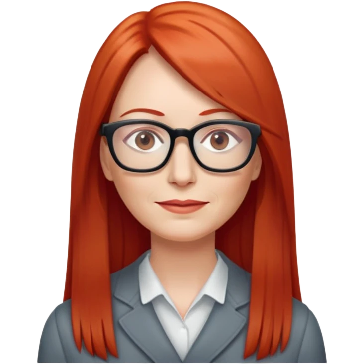 middle age Red head long straight hair pale skin wearing glasses emoji