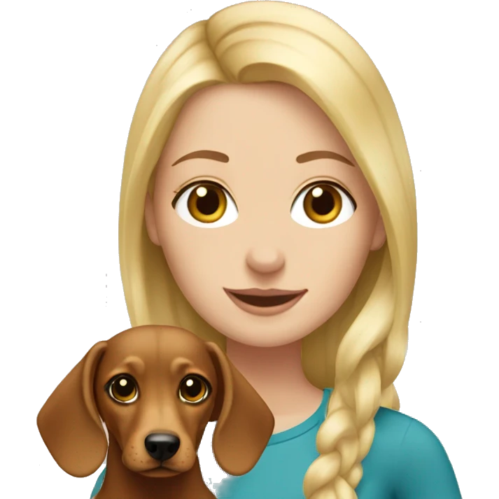 blonde white girl with dachshund emoji