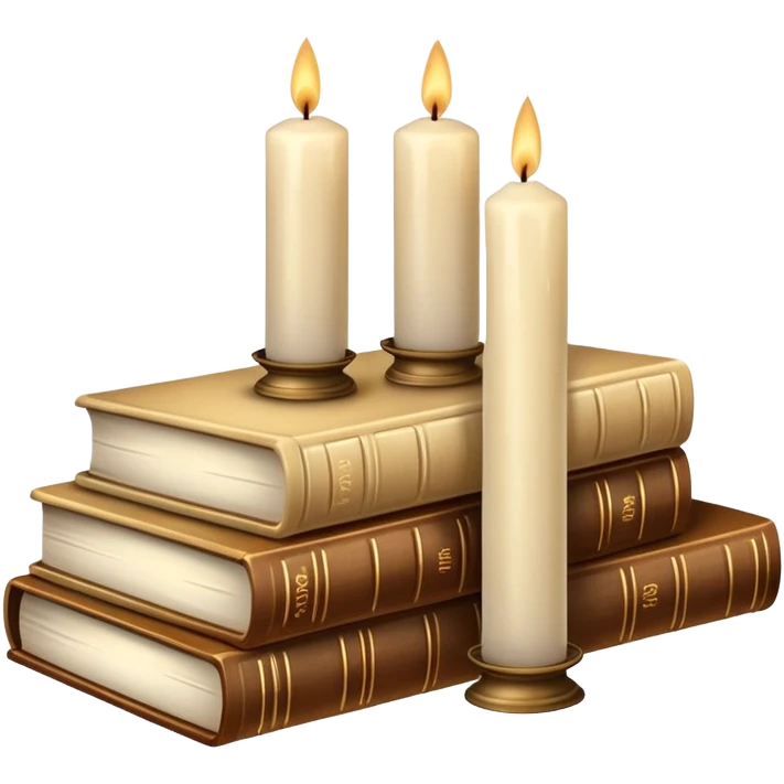Realistic beige books with white candles  emoji