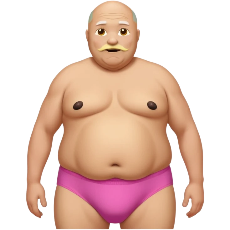 Old fat and bald in front mullet. huge belly huge pink nipples. Hairy all over body. beaver like yellow teeth.has white saggy underwear with holes and pee stains in front of underwear. Hideous in front face appearance  emoji