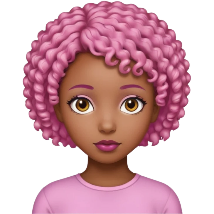 black girl with pink short curly hair emoji