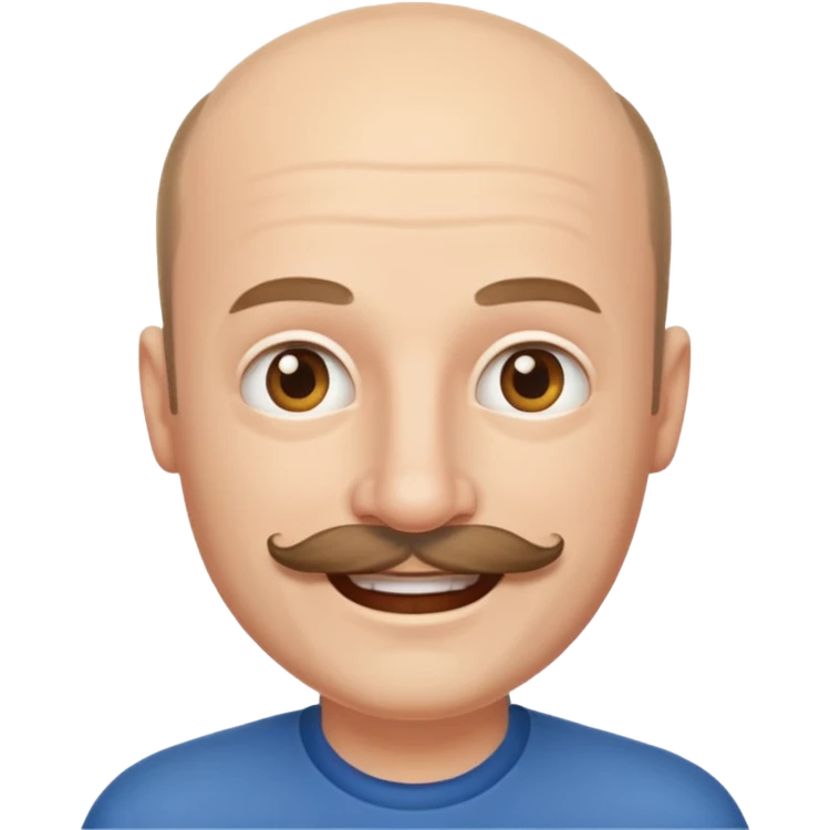 White man mustache balding emoji