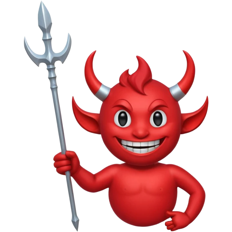 A red demon smiley face holding a trident emoji