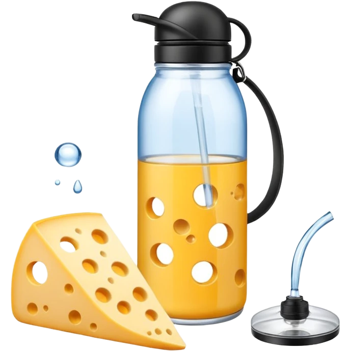 zenful computer mouse water bottle on cheese emoji