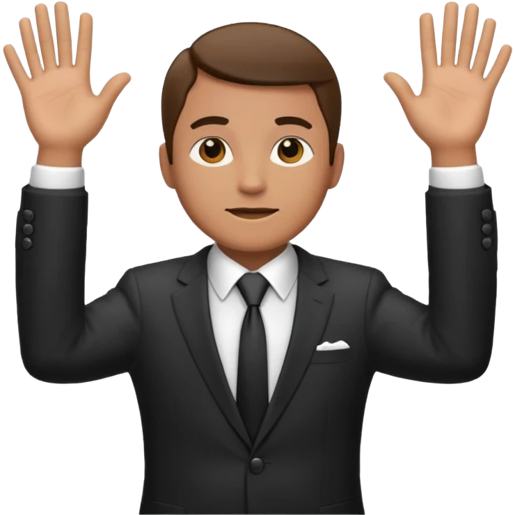 Hands up man meme put a suit on him with tie emoji