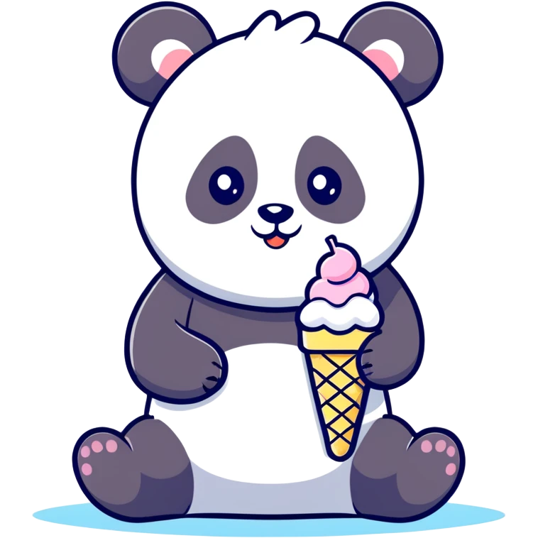 Panda eating ice cream emoji