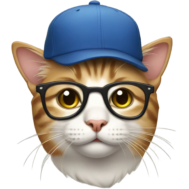 Cat with glasses and cap emoji