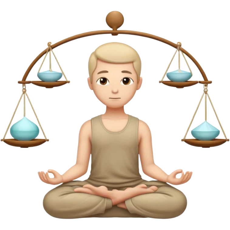 peaceful face in meditation with small balanced scales above head emoji
