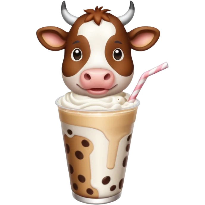Cow drinking a milkshake ￼￼ emoji