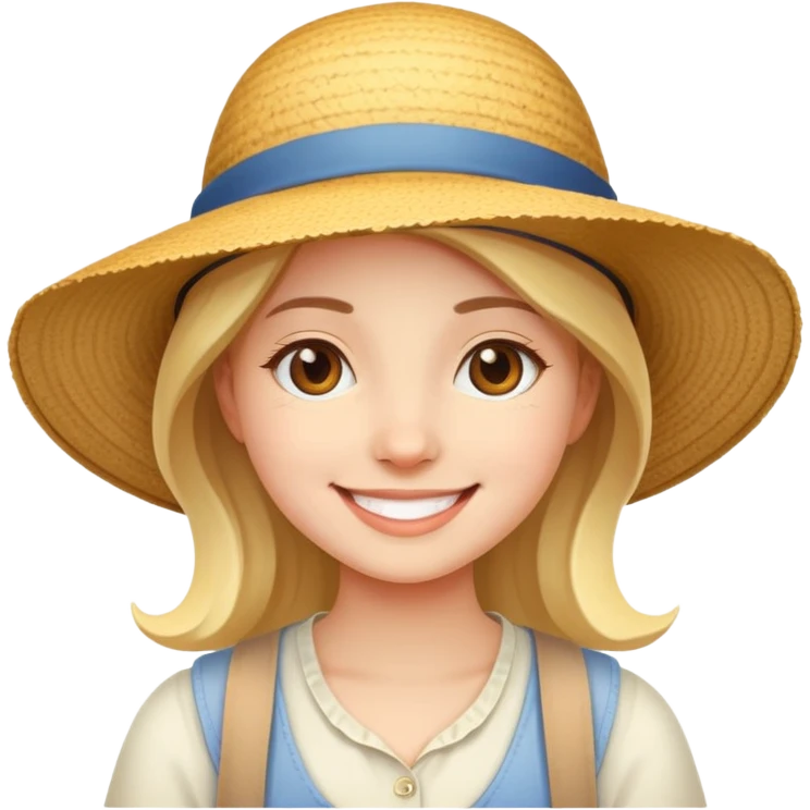 girl with a sunhat, smiling emoji