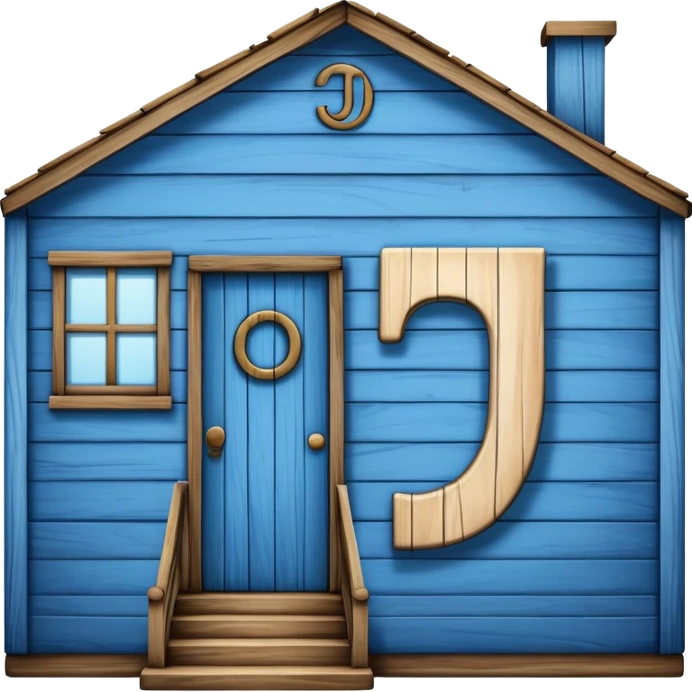 Big blue house with letter J emoji