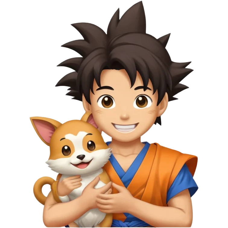 sangoku with a pet and a bid smile emoji
