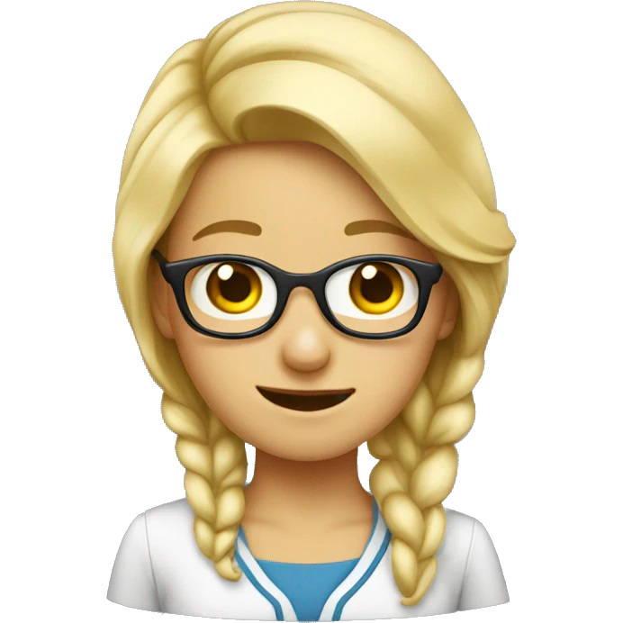 blond girl nerd blushing emoji