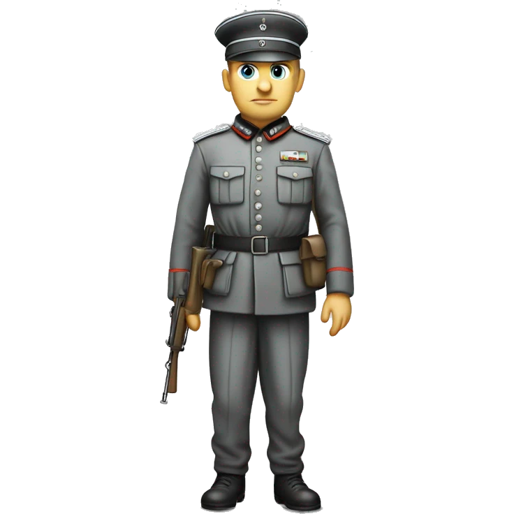 serious german soldier the middle of the XX century photorealistic gray uniform,  emoji