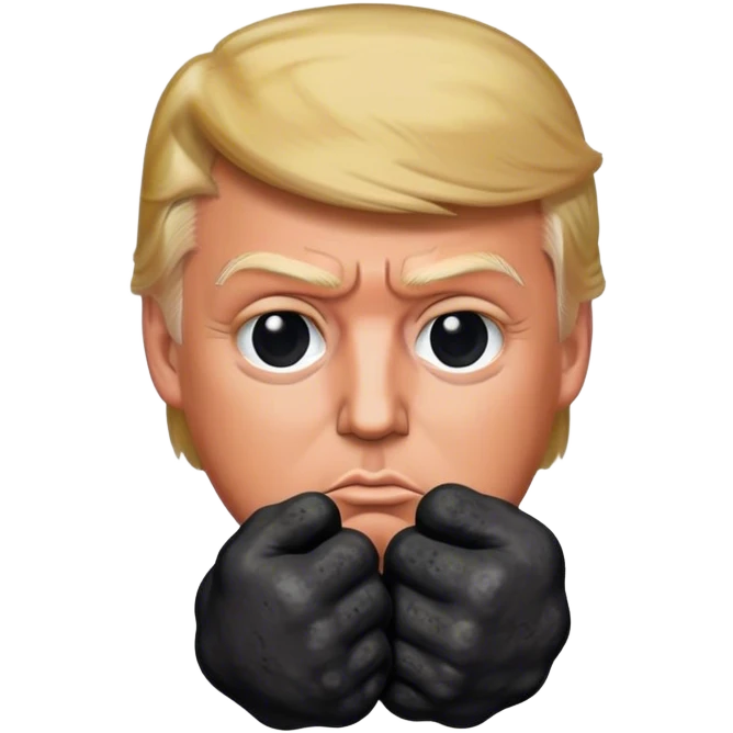 Trump holds coal in his hands photorealistic serious emoji