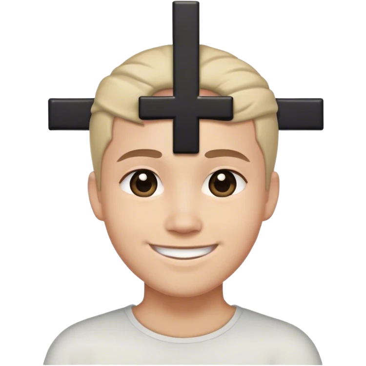 smile with black cross on its forehead emoji