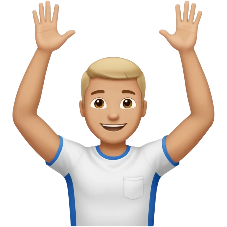 man raising his arms because of freedom emoji