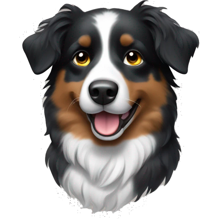 Small black australian shepherd dog with paintbrush  emoji