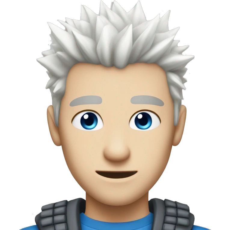 spiky white hair blue eyed young strong man with pale skin emoji