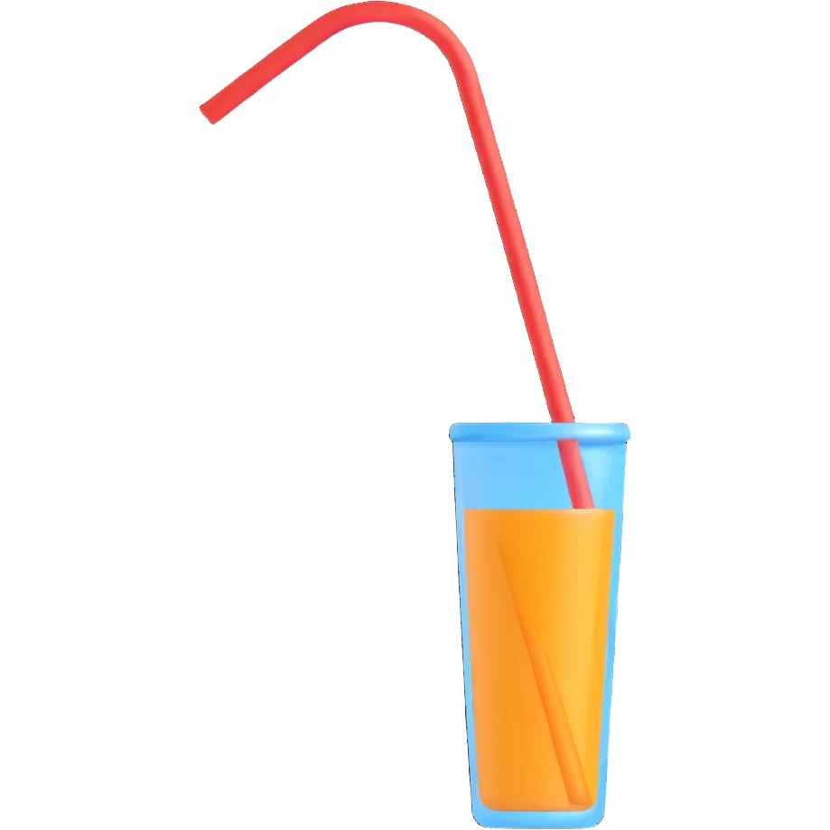 Make the image a simple bendy straw in microsoft fluent 3d emoji style with no background. emoji