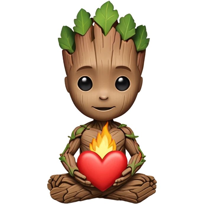 baby-groot with a hearth emoji