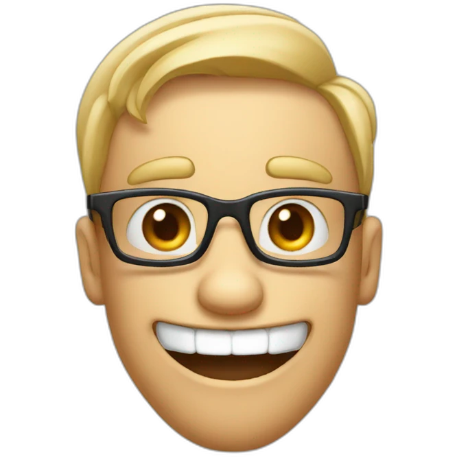 a goofy nerd, buck tooth, crossed eye emoji