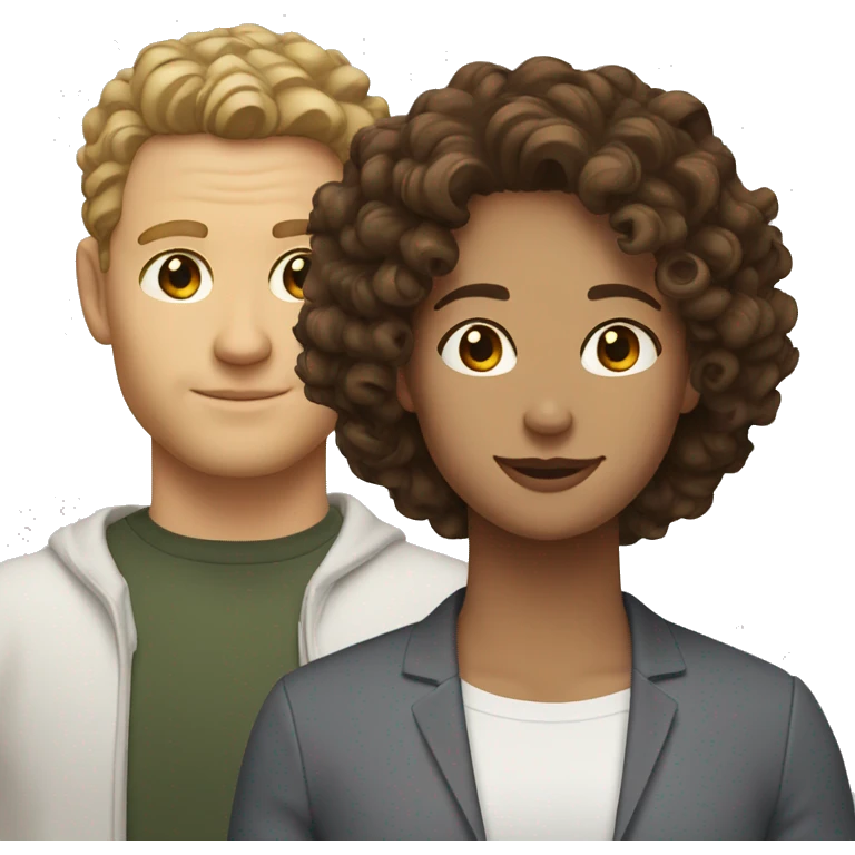 white man Brown curly hair and white woman Brown shoulder length hair emoji