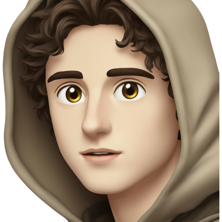 paul atreides timothee chalamet blue eyes with grey beigehood in dune  emoji