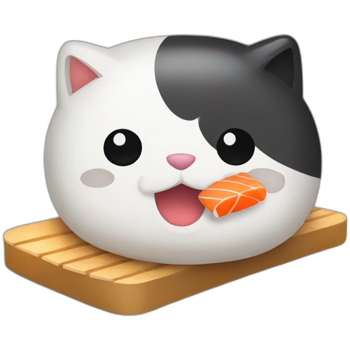 Chat qui mange un sushi emoji