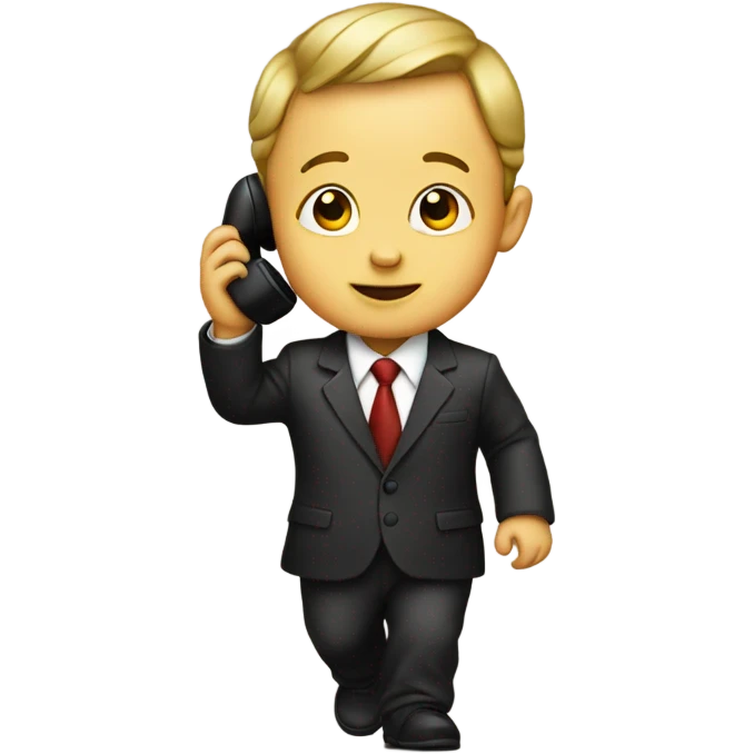 baby in a suit on the phone walking emoji