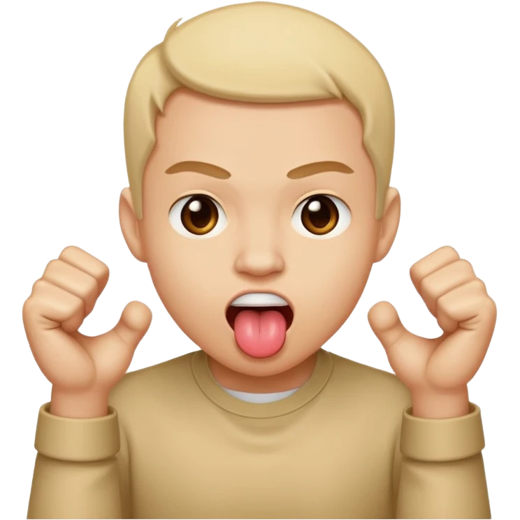 Tongue out face with two fists on top of eachother below the face emoji