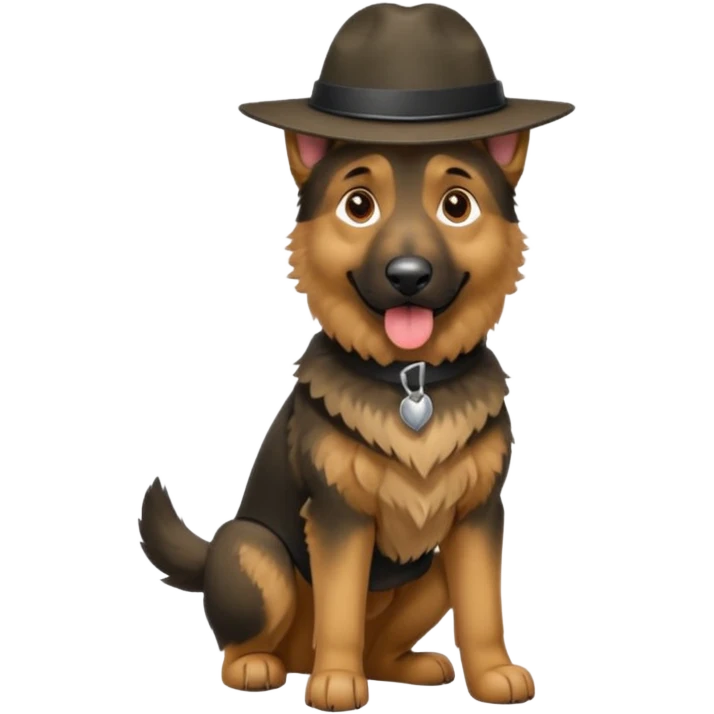 berger allemand debout avec un chapeau emoji