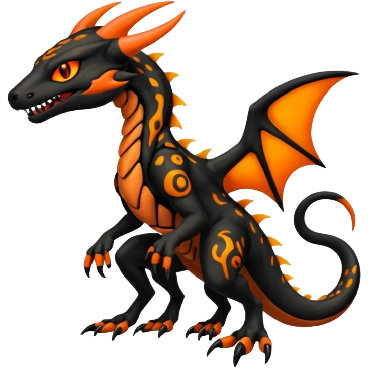 Badass edgy scaly Salandit-Houndoom-Litten-Zygarde-fusion-hybrid-animal-creature, full body emoji