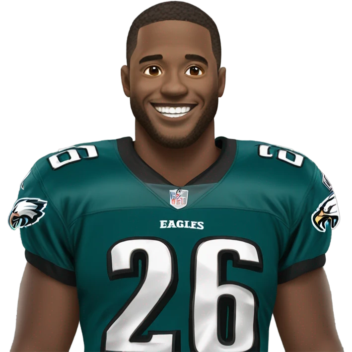 Eagles player wearing 26 smiling emoji